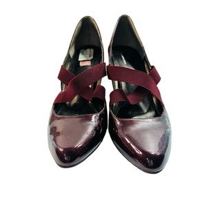 Worthington Heels Pumps Mary Jane Slip On Burgundy Faux Patent Leather 9M